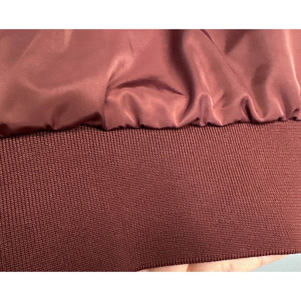 Free People Size Medium Midnight Bomber jacket Wine Red Satin Members Only Style - Picture 9 of 10